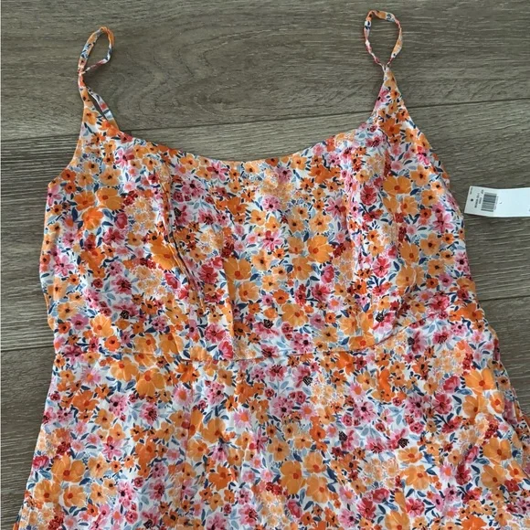 Old Navy Fit & Flare Cami Midi Dress Colorful Spring Flowers NWT - Picture 3 of 6